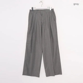 Stitched pintuck wide slacks