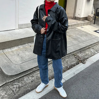 Long leather jacket