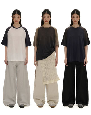 [moromoro2] Ultra Thin Contrast Raglan Sleeve  T-Shirt