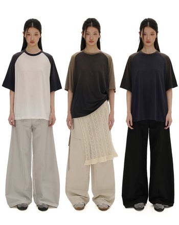 [moromoro2] Ultra Thin Contrast Raglan Sleeve  T-Shirt