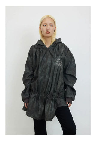 CONP Peplum Leather Jacket (Gray)