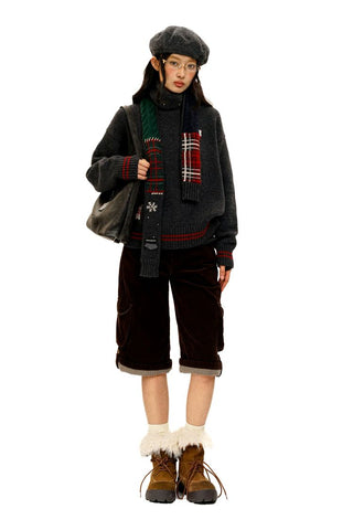 [Moromoro2] Rabbit Embroidered Contrast  Knit