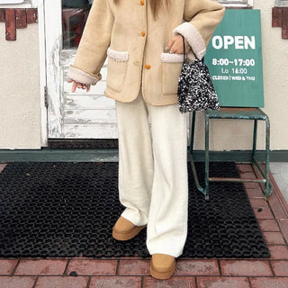 Knit wide-leg pants