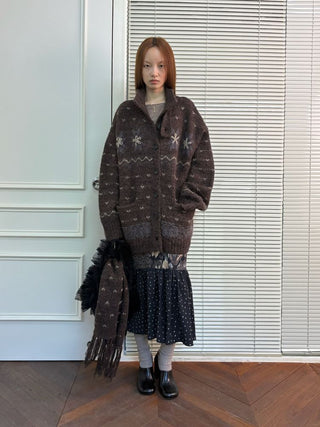 [NeverSeez] Fair Isle Wool Blend Cardigan