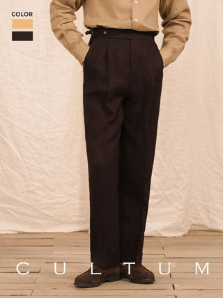 [CULTUM] Linen Double Pleated Trousers