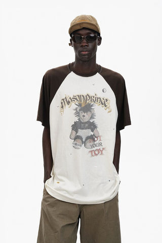 [MASONPRINCE] Punk Bear Raglan Sleeve Top
