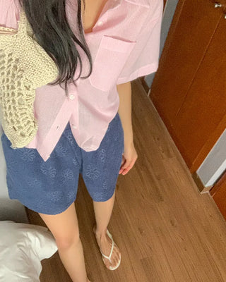 Summer Loose Fit Striped Short-Sleeve Shirt
