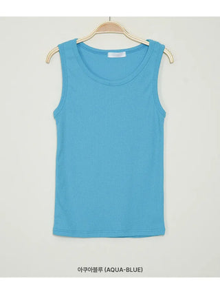 Ribbed round sleeveless top