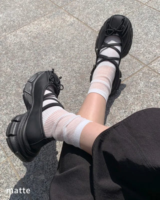 Platform Mary Jane Ribbon Platform Loafer Sneakers (2 colors)