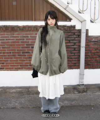 Finny High Neck Half Jacket - 3 Colors