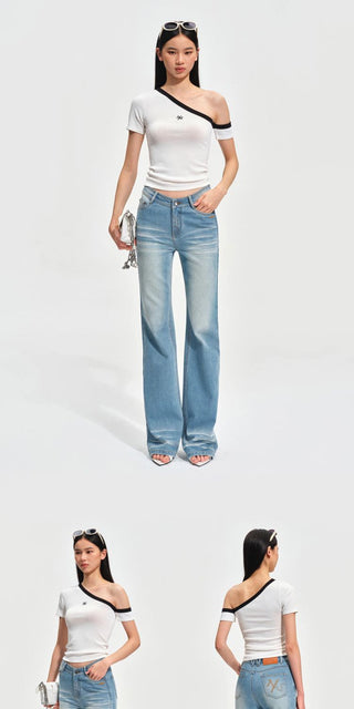 [NOTAWEAR] Wave Washed Slim Straight Jeans