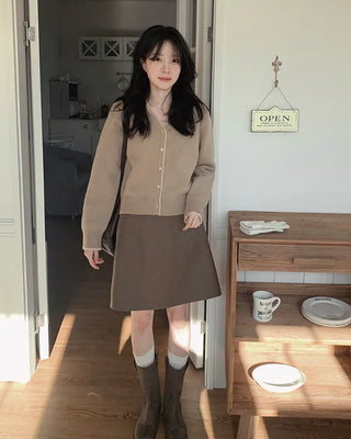 (3 colors) Back Point Argyle Cardigan