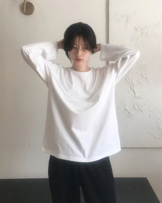 (Short-sleeved/Long-sleeved) Clean Cotton Daily Plain T-Shirt