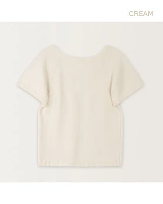 [] Slimming V-neck raglan short-sleeved knit top