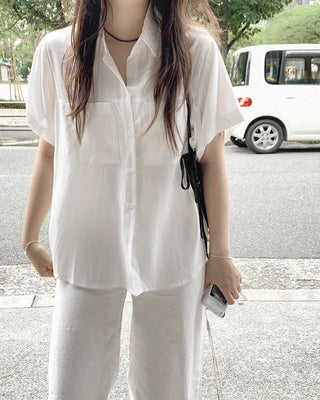 Silky 2-Pocket Blouse Shirt - 4 Colors