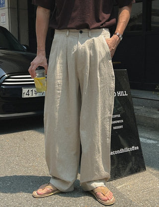 70% Linen, Wide Elastic Slacks (6 colors)
