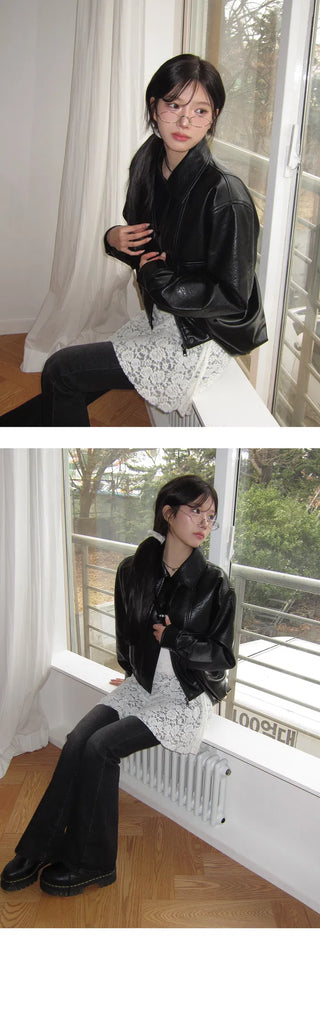 Sarah Half-Fit Crop Leather Jacket - 2 Colors