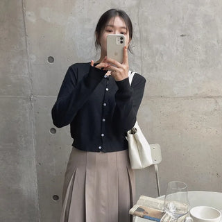 Simple round knit cardigan