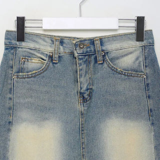 Vintage washed denim mini skirt