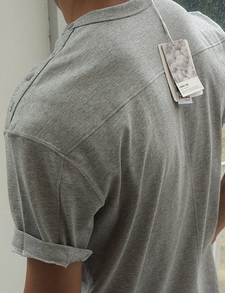 COMBED Shoulder Button Short Sleeve T-shirt (7 colors, M~XL)