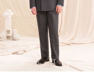 [CULTUM] Herringbone Double Breasted Peak Lapel Suit