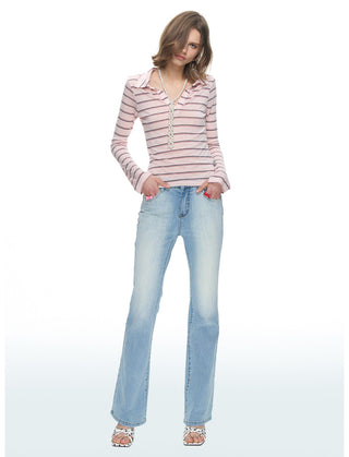 [NECY] Color Block Stripe Polo Shirt (2color)