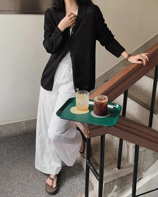 Perforated Collar Knit Jacket