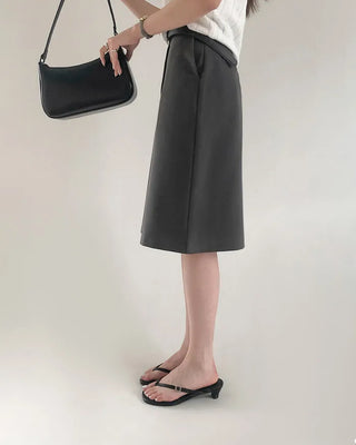 Front pleated midi skirt