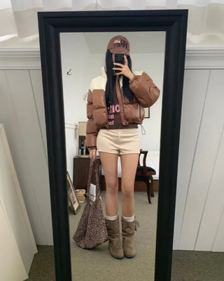 suede banding shorts