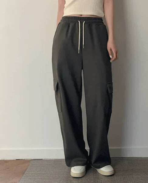 Pocket Elastic Long Wide Cargo Pants