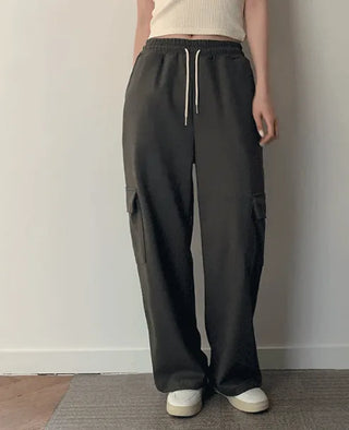 Pocket Elastic Long Wide Cargo Pants