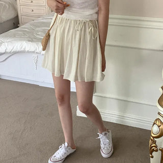 Waist ribbon elastic skirt