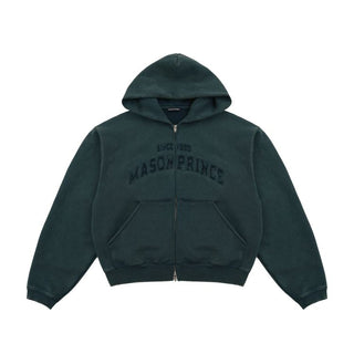 [MASONPRINCE] Washed Logo Applique Zip Hoodie Set