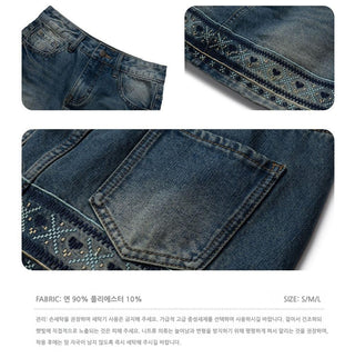 [NECY] Fair Isle Denim Mini Skirt