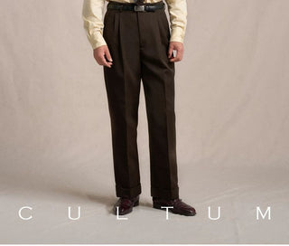 [CULTUM] Wool Blend Double Pleat Trousers