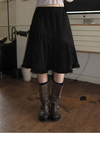 DELIGHT.Fanning Frill Midi Banding Skirt - 2 Colors (Ships Today)