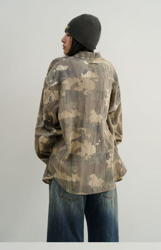 MASONPRINCE Draped Wrinkle Camouflage Shirt