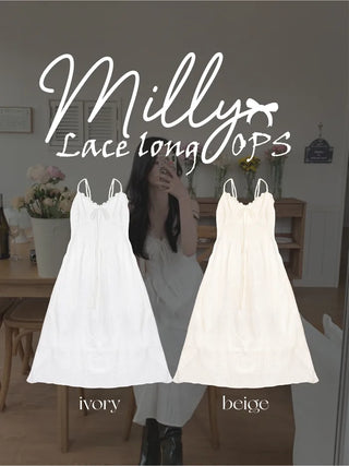 Lace Shirred Long Camisole Dress