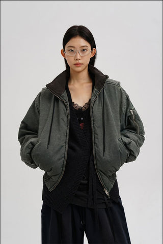 [MASONPRINCE] Sand-washed Boxy Workwear Padded Jacket