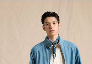 [CULTUM] Lyocell Denim Harrington Jacket