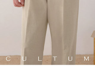 [CULTUM] Wide Leg Pleated Trousers