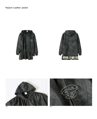 CONP Peplum Leather Jacket (Gray)