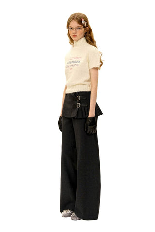 [Moromoro2] Alpaca Blend Logo Embroidered Mock Neck  Knit