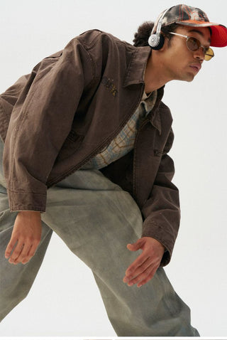[Monterest] Washed Distressed Canvas Work Jacket