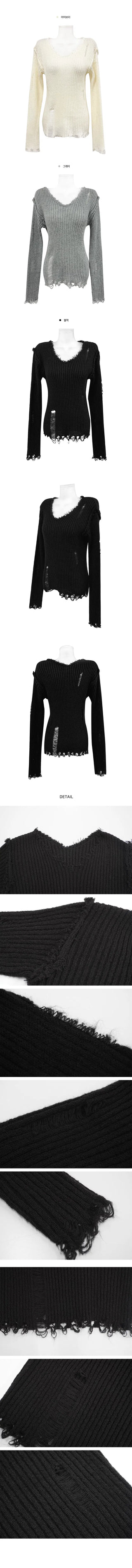 Damage Off Long Ribbed Knitwear - 3 colors