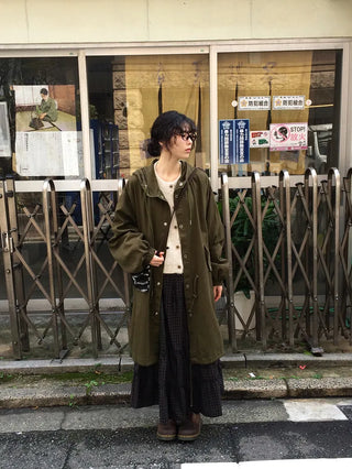 Oversized hooded military jacket