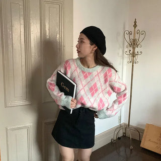Argyle wool knit