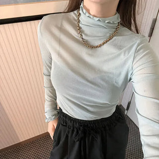 Colorful sheer turtleneck