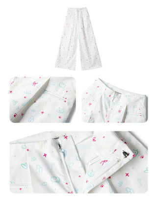 [NECY] Heart Cat Printed Wide Pants