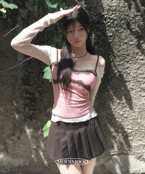 Strawberry Chocolate Dot Lace Sleeveless - 4 colors